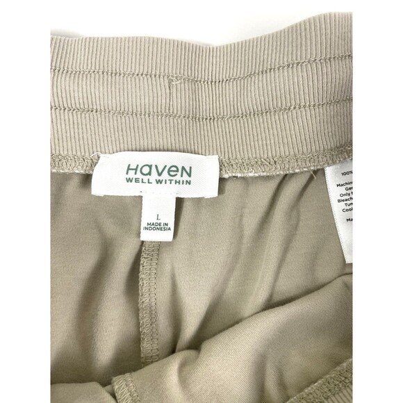Haven Well Within 100% Cotton Joggers Athleisure Yoga Lounge Beige Tan Large - Picture 3 of 10